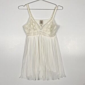 In Bloom By Jonquil Nightgown Womens Large White Lace Babydoll Pleated Sleep